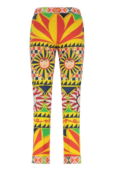 Dolce & Gabbana Vibrant Cropped Trousers Sun Motif In Multi