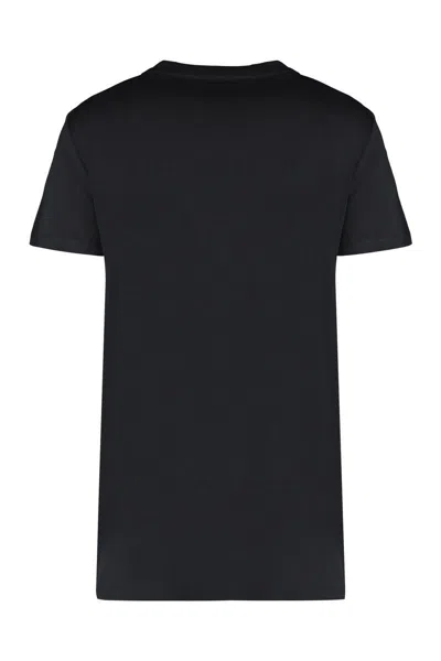 Max Mara Cotton T-shirt With Embroidery In Black