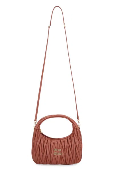 Miu Miu Hobo Bag Wander In Nappa Quilted In Brown