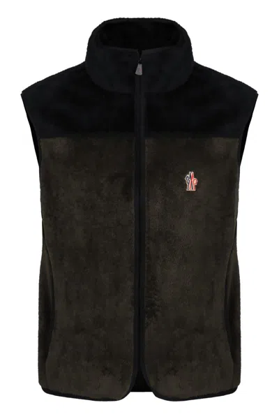 Moncler Versatile Sleeveless Padded Fleece Vest In Brown