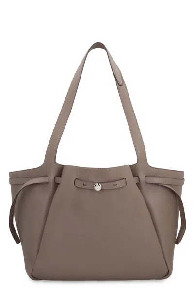 Tory Burch Shopping Bag Romy In Leather In Gray