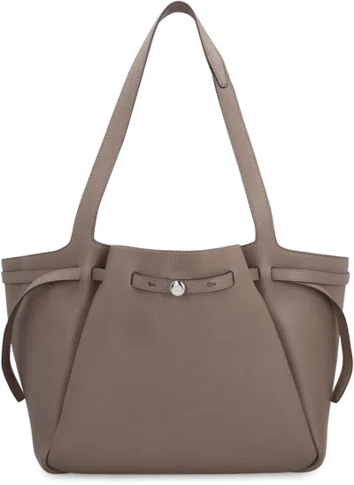 Tory Burch Shopping Bag Romy In Leather In Gray