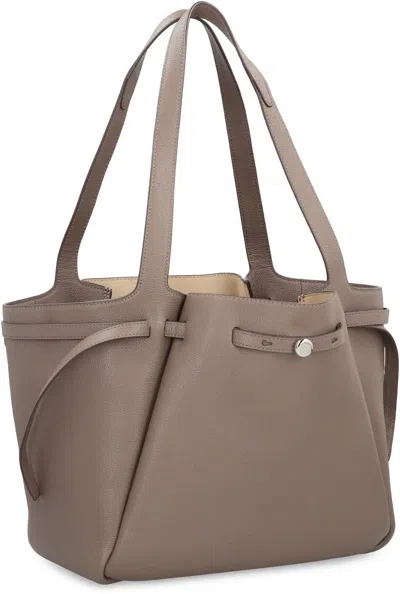 Tory Burch Shopping Bag Romy In Leather In Gray