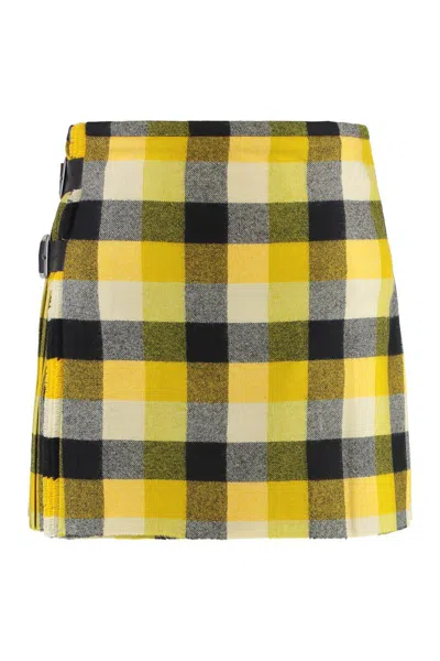 Vivienne Westwood Mini Kilt In Wool In Yellow