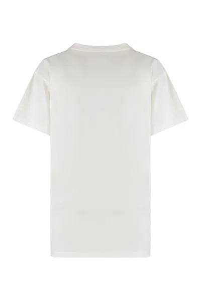 Maison Margiela Cotton Round Neck T-shirt With Short Sleeves In White