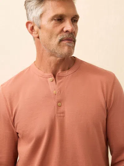 Faherty Long-sleeve Waffle Henley T-shirt In Orange