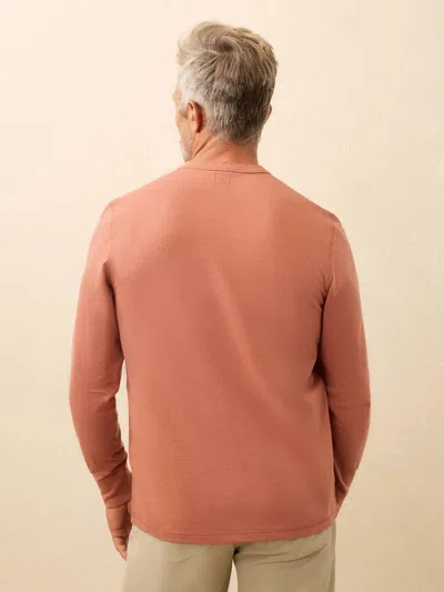 Faherty Long-sleeve Waffle Henley T-shirt In Orange