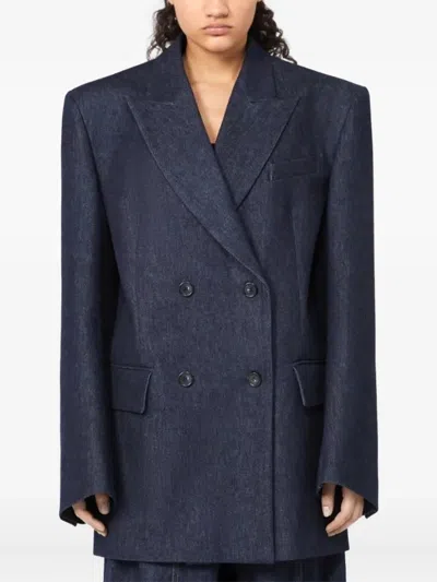 Sportmax Double-breasted Blazer In Blue