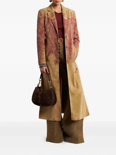 Etro Flared Denim Jeans With Pegaso Buttons In Brown