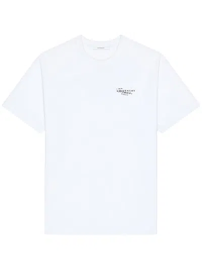 Givenchy Men White Crew Neck T-shirt With Logo On Front And Back In Cotton Man In White