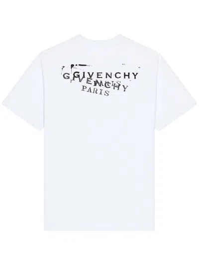 Givenchy Men White Crew Neck T-shirt With Logo On Front And Back In Cotton Man In White