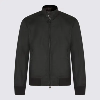 Barbour Black Cotton Porton Wax Casual Jacket In Black