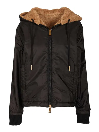 Moncler Padded Sweatshirt Knitwear Black In Brown