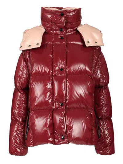Moncler Parana Hooded Short Down Jacket In Shiny Nylon Clothing In Pink