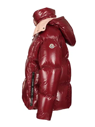 Moncler Parana Hooded Short Down Jacket In Shiny Nylon Clothing In Pink