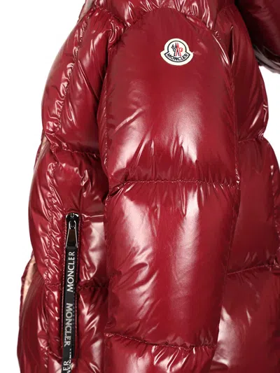Moncler Parana Hooded Short Down Jacket In Shiny Nylon Clothing In Pink