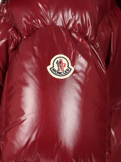 Moncler Parana Hooded Short Down Jacket In Shiny Nylon Clothing In Pink