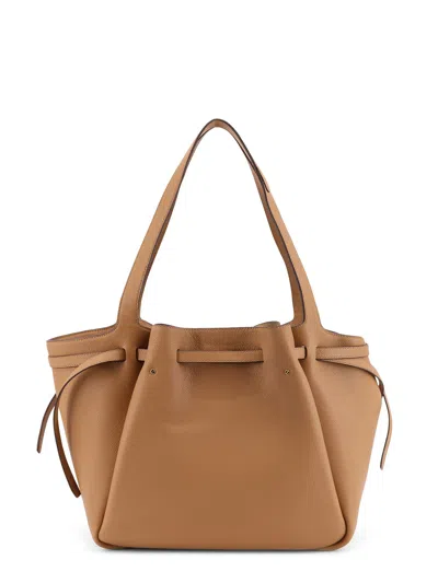Tory Burch Romy Pebbled Leather Tote Shoulder Bag In Brown