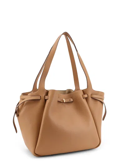 Tory Burch Romy Pebbled Leather Tote Shoulder Bag In Brown