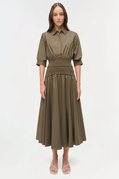 Simkhai Women's Ovie Knit Cotton Midi Skirt In Fern In Green