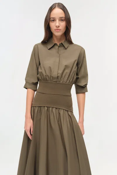 Simkhai Women's Ovie Knit Cotton Midi Skirt In Fern In Green