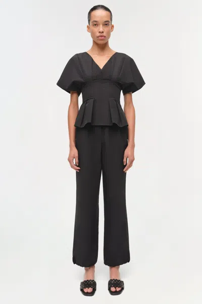 Simkhai Women's Mavrick Cotton Faille Pull On Pant In Black In Black