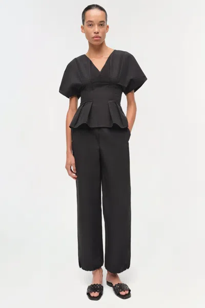 Simkhai Women's Mavrick Cotton Faille Pull On Pant In Black In Black