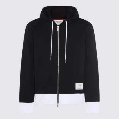Thom Browne Zip Up Hoodie With Engineered 4 Bar In Color Blocked Solid In Black