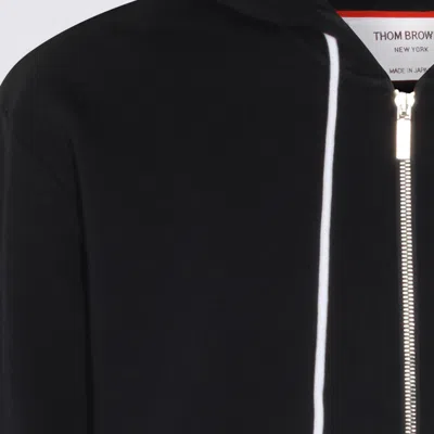 Thom Browne Zip Up Hoodie With Engineered 4 Bar In Color Blocked Solid In Black