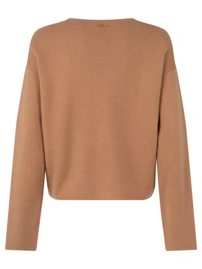 Max Mara V Neck Zibello Sweater In Brown