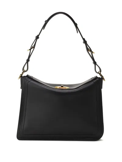 Lanvin Compagnon Small Asymmetrical Bag With A Python Finish In Black