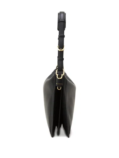 Lanvin Compagnon Small Asymmetrical Bag With A Python Finish In Black