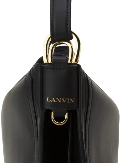 Lanvin Compagnon Small Asymmetrical Bag With A Python Finish In Black