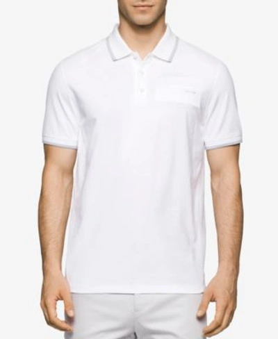 Shop Calvin Klein Men&#039;s Stripe-tip Polo  In White