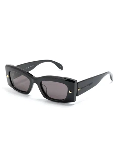 Alexander Mcqueen Spike Studs Contemporary Square Frame Sunglasses In Black