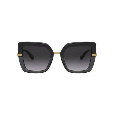 Dolce & Gabbana Embossed Square-frame Sunglasses In Black