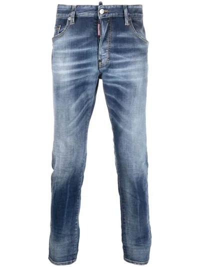 Dsquared2 Straight Leg Stonewashed Cool Guy Jeans 16cm In Blue