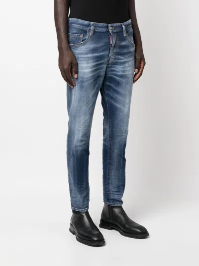 Dsquared2 Straight Leg Stonewashed Cool Guy Jeans 16cm In Blue