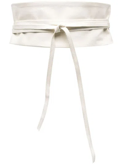 Furling By Giani Wite Geisha Tie-fastening Leather Belt In White