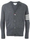 THOM BROWNE striped detailing V-neck cardigan,DRYCLEANONLY