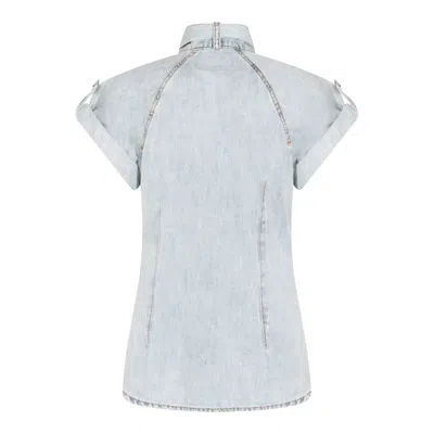 Zimmermann Stylish Top Featuring Tie Collar And Folded Cuffs In Blue