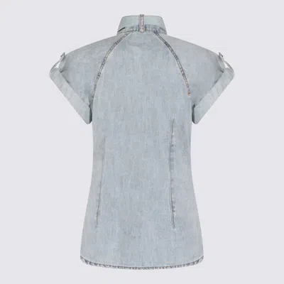 Zimmermann Stylish Top Featuring Tie Collar And Folded Cuffs In Blue