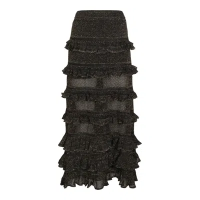 Zimmermann Metallic Black Cotton Skirt In Black