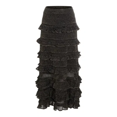 Zimmermann Metallic Black Cotton Skirt In Black
