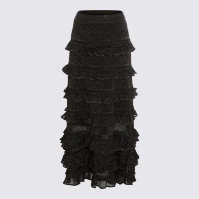 Zimmermann Metallic Black Cotton Skirt In Black