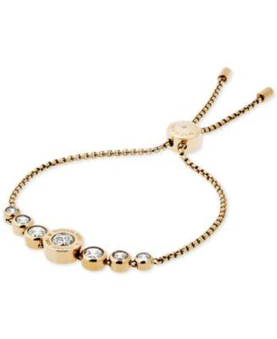 Shop Michael Kors Crystal Slider Bracelet In Rose Gold