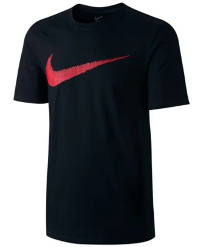 Shop Nike Men&#039;s Hangtag Swoosh T-shirt In Black/red