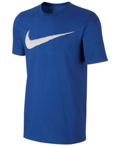 Shop Nike Men&#039;s Hangtag Swoosh T-shirt In Royal/white