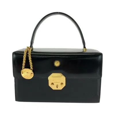 Pre-owned Versace Leather Handbag Vanity Bag () In Black