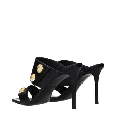 Balmain Black Leather Stiletto Heel Sandals In Black